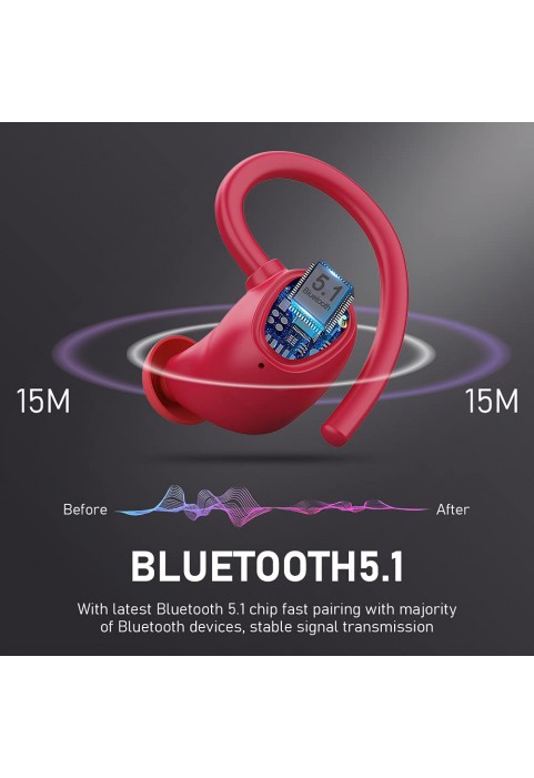 Wireless Earbud, Bluetooth 5.1 Headphones Sport Wireless Bluetooth Earphones in Ear Noise Cancelling Earbud with Mic Deep Bass, Earhooks Ear Buds IP7 Waterproof 48H Headset for Running Gym[2021 New]